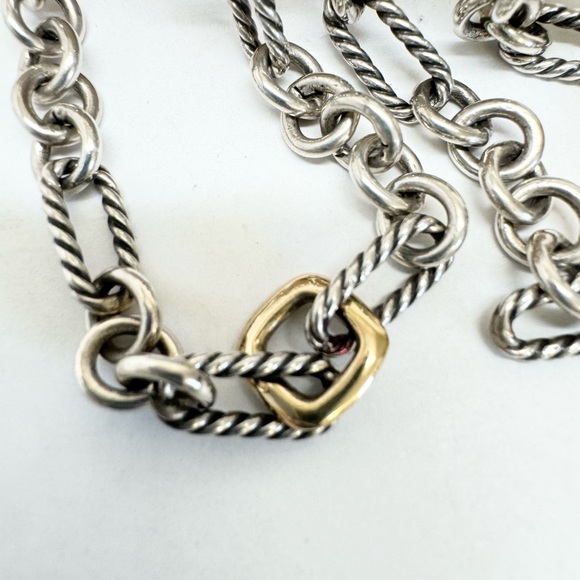 David Yurman Long Figaro Chain Necklace with 18K Gold “donut” Station - Picture 2 of 7
